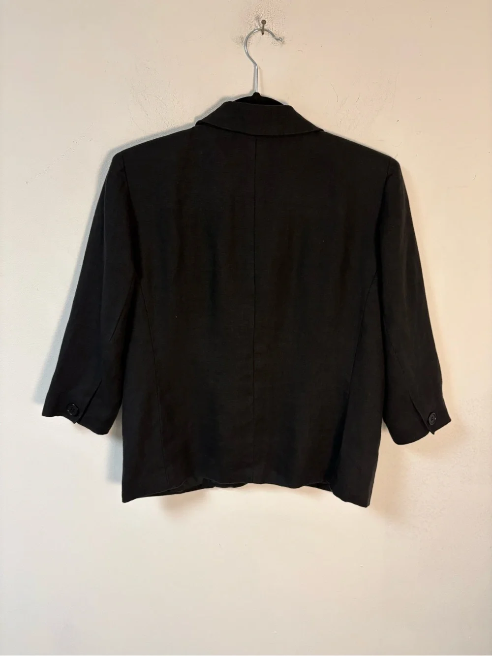 Talbots Black Women's Three-Button Blazer Jacket Irish Linen 4P